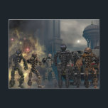 the glorious seven robots b postcard<br><div class="desc">whiskeysierra's unique artwork - science fiction & fantasy</div>