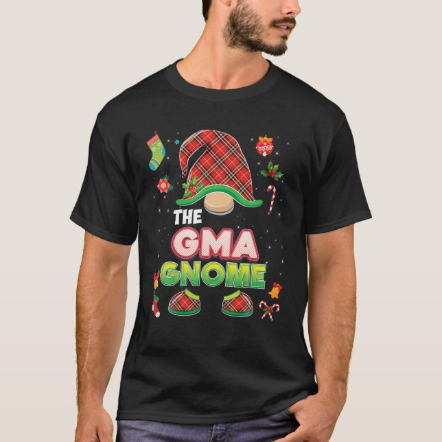 The Gma Gnome Buffalo Plaid Matching Christmas Paj T-Shirt (Front)