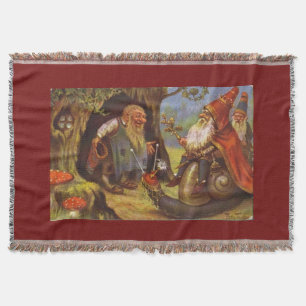 The Gnome King's Visit Cozy Colourful Throw Blanke