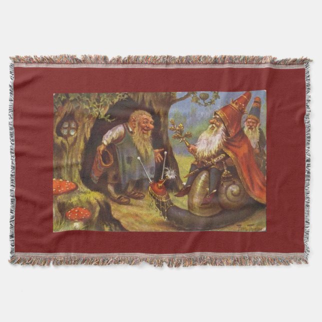 The Gnome King's Visit Cozy Colourful Throw Blanke Blanket (Front)
