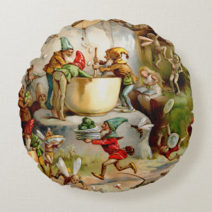 The Gnomes' Kitchen – 1895 Round Pillow