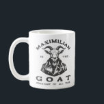 The GOAT (Greatest Of All Time) With Your Name Coffee Mug<br><div class="desc">This goat is the **** of cool. Rep your greatness (or someone else's) with this funny design featuring a leather-clad goat and a customizable name. Perfect for anyone who's the GOAT (or at least thinks they are!)
GOAT = Greatest Of All Time</div>