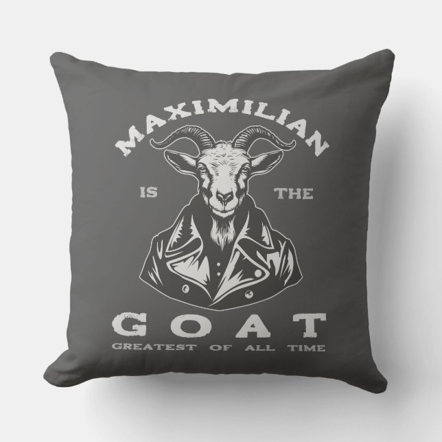 The GOAT (Greatest Of All Time) With Your Name Throw Pillow (Front)