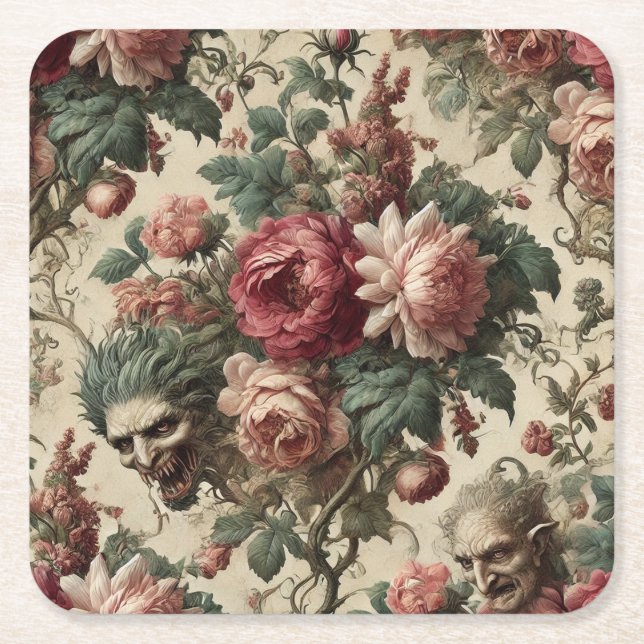 The Goblin Couriers – Gothic Victorian Square Paper Coaster (Front)