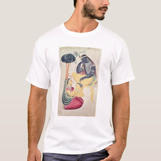 The God Krishna with his mortal love, Radha T-Shirt (Front)