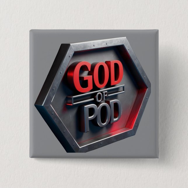 The God Of POD (Print On Demand) 2 Inch Square Button (Front)