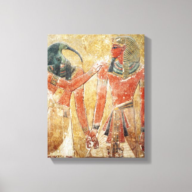 The god Thoth with Seti I  in the Tomb of Seti Canvas Print (Front)