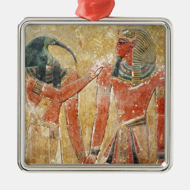The god Thoth with Seti I  in the Tomb of Seti Metal Ornament (Front)