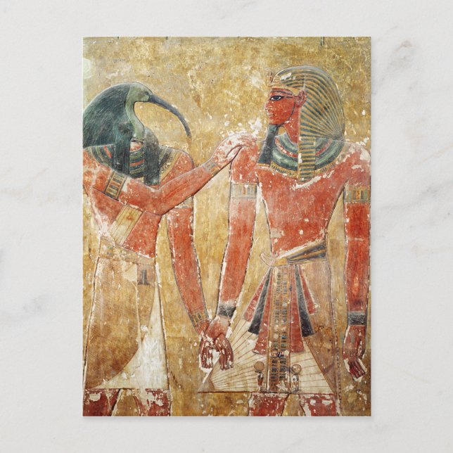 The god Thoth with Seti I  in the Tomb of Seti Postcard (Front)