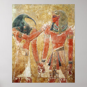 The god Thoth with Seti I  in the Tomb of Seti Poster