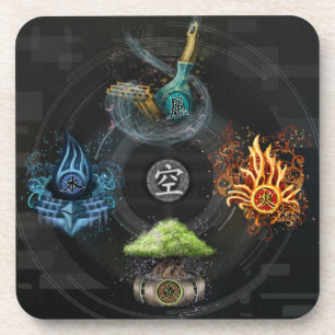 The Godai five elements kanji art illustration Coaster