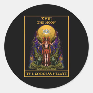 The Goddess Hecate Tarot Card Triple Moon Witch Wi Classic Round Sticker