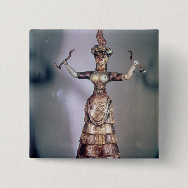 The Goddess of the Serpents 2 Inch Square Button (Front)