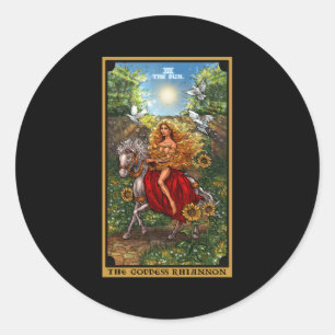 The Goddess Rhiannon The Sun Tarot Card Celtic Pag Classic Round Sticker