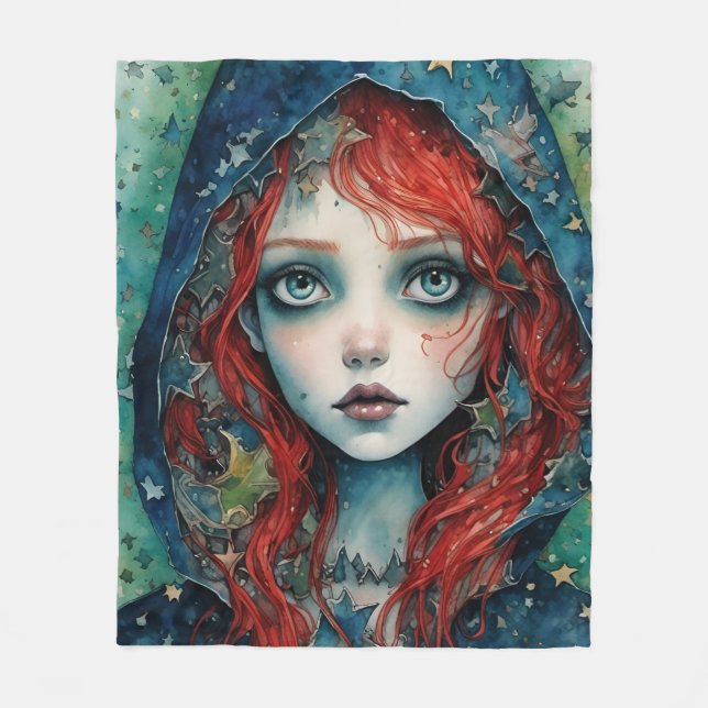 The Goddess With Red Hair Fleece Blanket (Front)