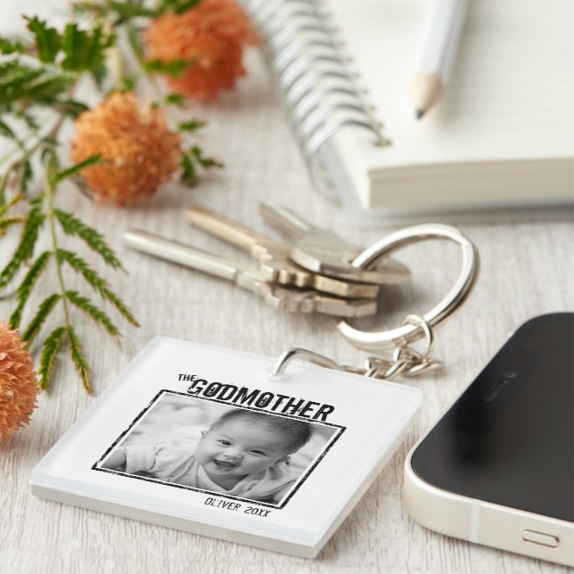 The Godmother | Personalized 2x Photo and Names Keychain (Front Right)