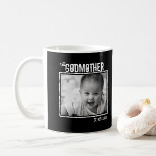 The GodMother   Personalized Photo and Name Black Coffee Mug