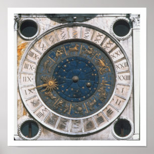 The gold and enamel clock face, design begun by Ma Poster