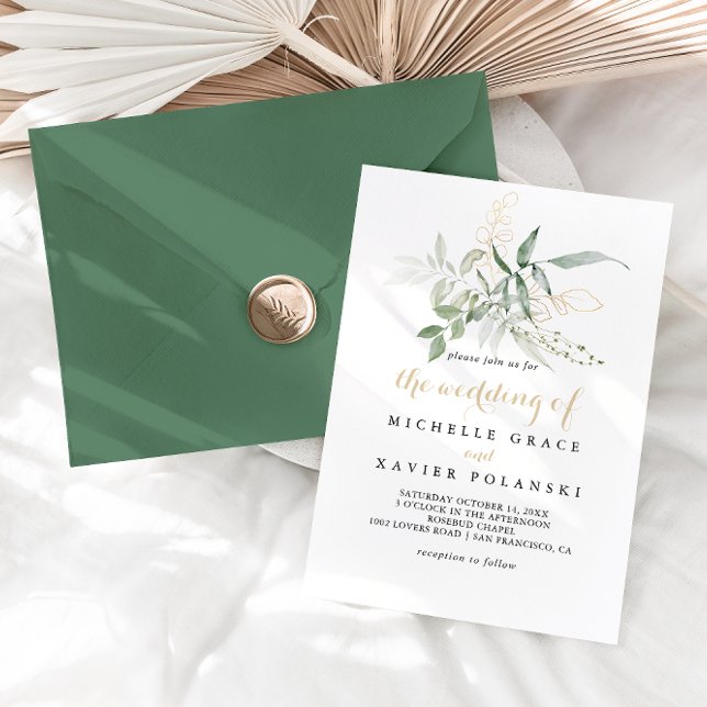 The Gold Green Foliage Wedding of  Invitation (Creator Uploaded)
