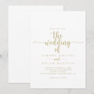 The Gold Minimalist Calligraphy Wedding Of  Invitation