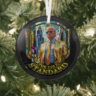 The Gold Standard - President Trump 2024 Glass Ornament