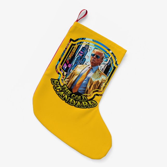 The Gold Standard - President Trump 2024 Small Christmas Stocking (Front (Hanging))