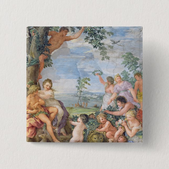 The Golden Age (fresco) 2 Inch Square Button (Front)