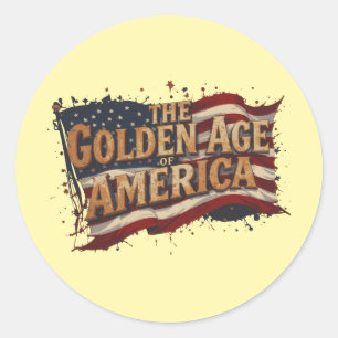 The Golden Age of America – Vintage USA Flag Classic Round Sticker