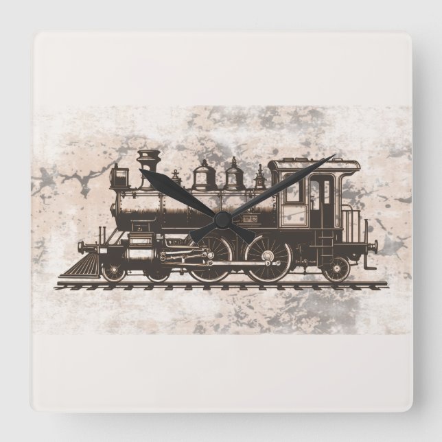 The golden age of steam square wall clock (Front)