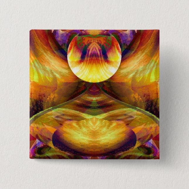 The Golden Buddha 2 Inch Square Button (Front)