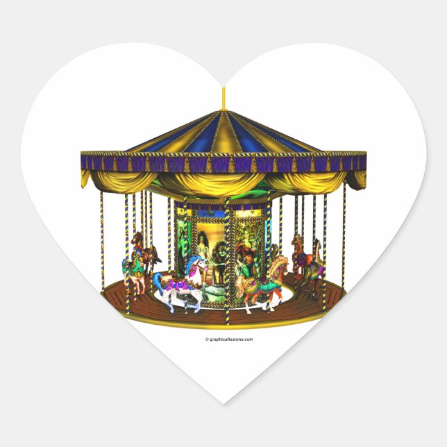 The Golden Carousel Heart-Shaped Stickers (Front)