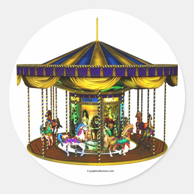 The Golden Carousel Round Stickers (Front)