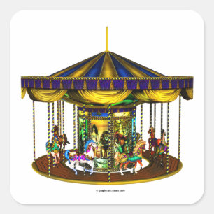 The Golden Carousel Square Stickers