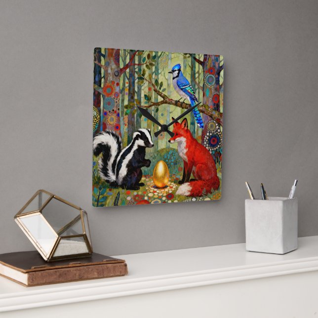“The Golden Dilemma” Square Wall Clock (Office)