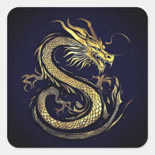 The Golden Dragon – Baroque Flame in the Darkness Square Sticker
