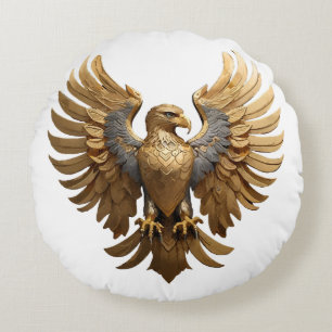 The Golden Eagle Round Pillow