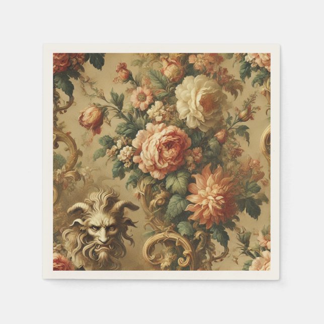 The Golden Fiend – Gothic Floral  Napkin (Front)