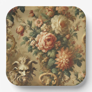 The Golden Fiend – Gothic Floral Paper Plate