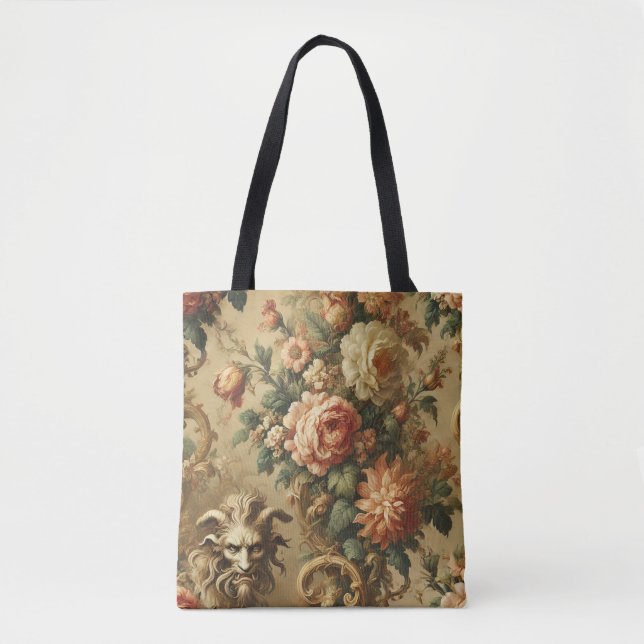 The Golden Fiend – Gothic Floral  Tote Bag (Front)