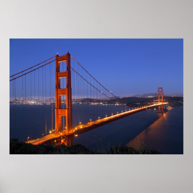 The Golden Gate Bridge at dusk Poster (Front)