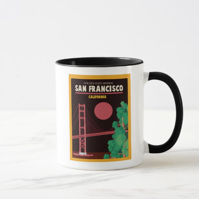 The Golden Gate Bridge at Night Mug (Right)
