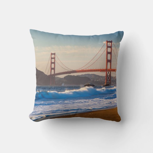 The Golden Gate Bridge From Baker Beach Throw Pillow (Front)