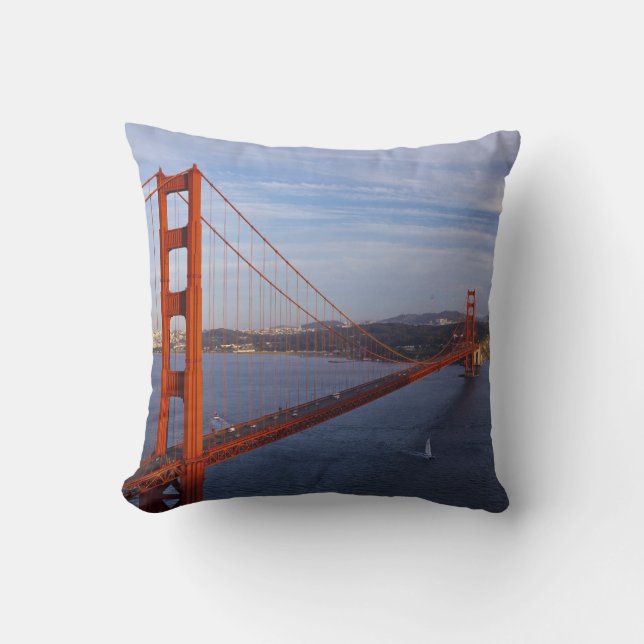 The Golden Gate Bridge from the Marin Throw Pillow (Front)