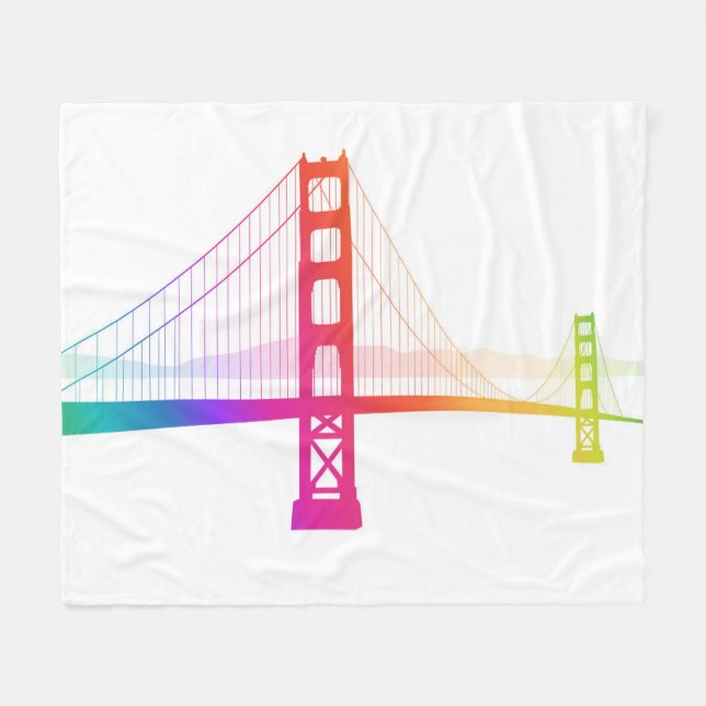 The Golden Gate Bridge | Rainbow Style Fleece Blanket (Front (Horizontal))