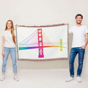 The Golden Gate Bridge Rainbow Style Throw Blanket