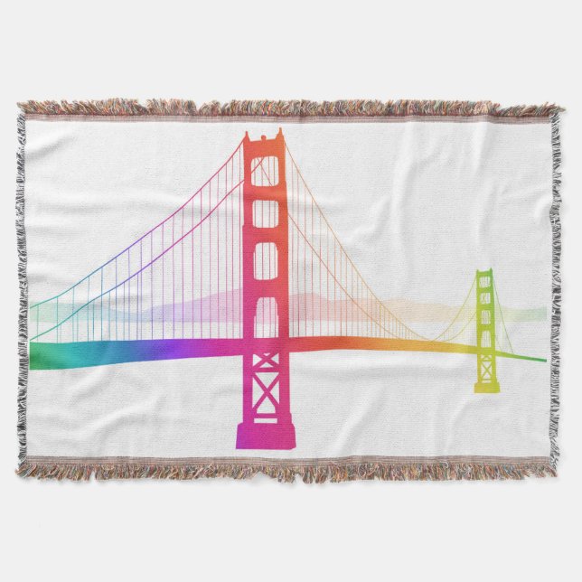 The Golden Gate Bridge | Rainbow Style Throw Blanket (Front)
