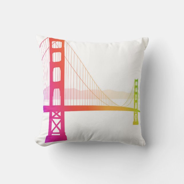 The Golden Gate Bridge | Rainbow Style Throw Pillow (Front)