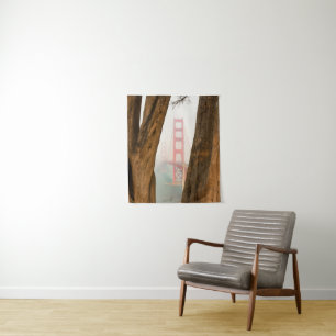 The Golden Gate Bridge   Trees from Overlook View Tapestry