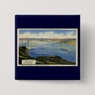 The Golden Gate Bridge Vintage Postcard 2 Inch Square Button