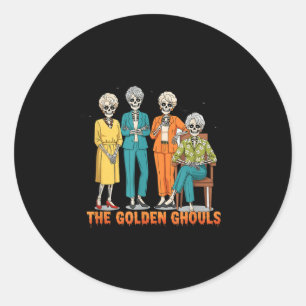 The Golden Ghouls Skeleton Halloween Idea Funny  Classic Round Sticker